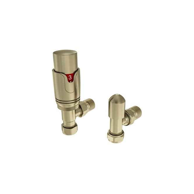 Eastbrook  15mm Angled TRV & Lockshield Valve Brushed Brass   41.3036