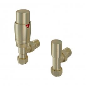 Eastbrook 15mm Angled TRV & Lockshield Valve Brushed Brass   54.0030