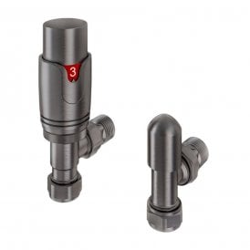 Eastbrook 15mm Angled TRV & Lockshield Valve Brushed Gunmetal   12.079