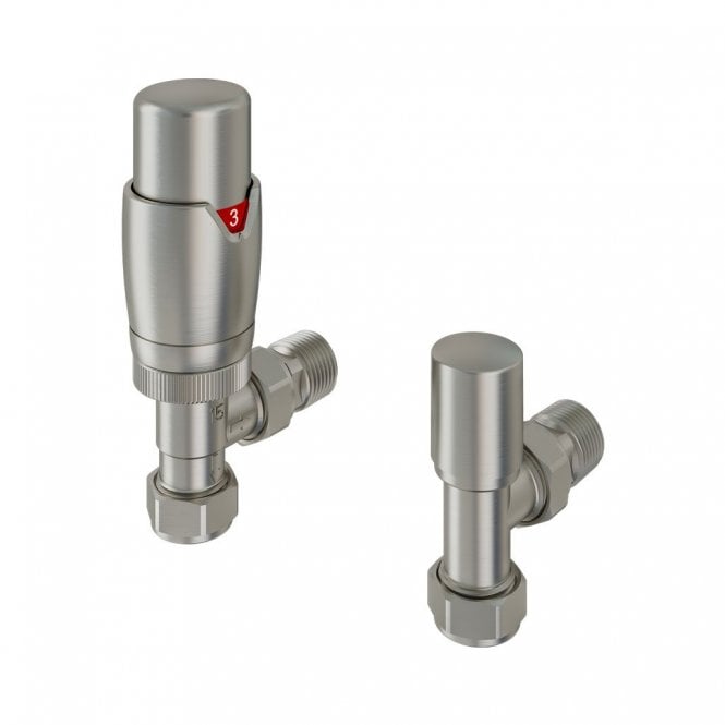 Eastbrook  15mm Angled TRV & Lockshield Valve Brushed Nickel   54.0066