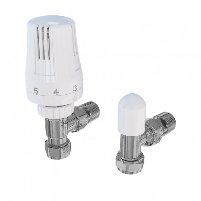 Eastbrook  15mm Angled TRV & Lockshield Valve Chrome/White   41.3039