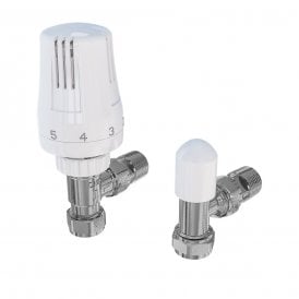 Eastbrook 15mm Angled TRV & Lockshield Valve Chrome/White   41.3039