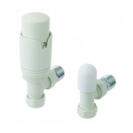 Eastbrook 15mm Angled TRV & Lockshield Valve Matt White   41.3023