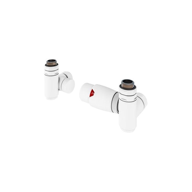 Eastbrook  15mm Corner Dual Fuel TRV & Lockshield Valve Matt White   54.0026