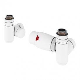 Eastbrook 15mm Corner Dual Fuel TRV & Lockshield Valve Matt White   54.0026