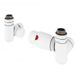 Eastbrook 15mm Corner Dual Fuel TRV & Lockshield Valve Matt White   54.0026