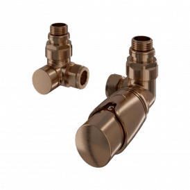 Eastbrook 15mm Corner TRV And Lockshield Valve Brushed Bronze 12.086