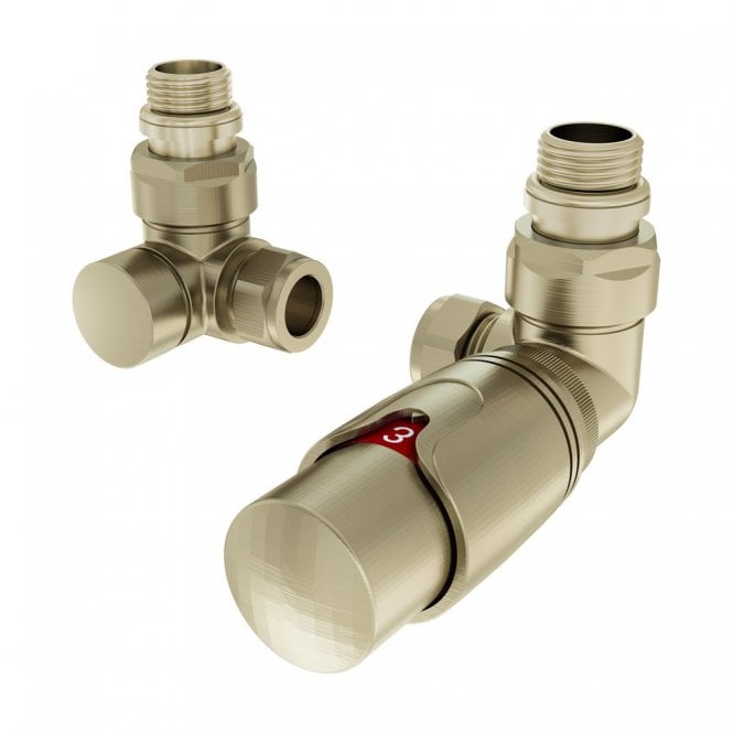 Eastbrook  15mm Corner TRV & Lockshield Valve Brushed Brass   41.3037