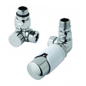 Eastbrook 15mm Corner TRV & Lockshield Valve Chrome/White   12.049