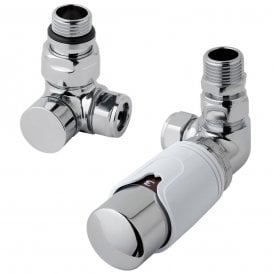 Eastbrook 15mm Corner TRV & Lockshield Valve Chrome/White   12.049