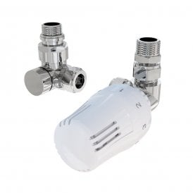 Eastbrook 15mm Corner TRV & Lockshield Valve Chrome/White   41.3040