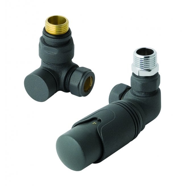 Eastbrook  15mm Corner TRV & Lockshield Valve Matt Anthracite   12.056