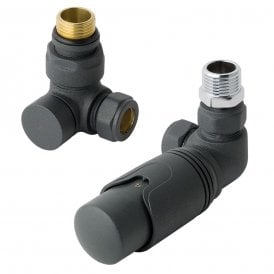 Eastbrook 15mm Corner TRV & Lockshield Valve Matt Anthracite   12.056