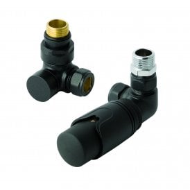 Eastbrook 15mm Corner TRV & Lockshield Valve Matt Black   12.057