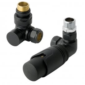 Eastbrook 15mm Corner TRV & Lockshield Valve Matt Black   12.057