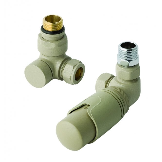 Eastbrook  15mm Corner TRV & Lockshield Valve Matt Cappuccino   12.055