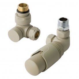 Eastbrook 15mm Corner TRV & Lockshield Valve Matt Cappuccino   12.055