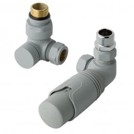 Eastbrook 15mm Corner TRV & Lockshield Valve Matt Grey   12.054