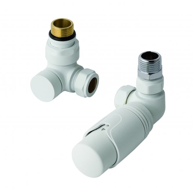Eastbrook  15mm Corner TRV & Lockshield Valve Matt White   12.053