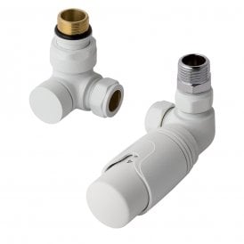 Eastbrook 15mm Corner TRV & Lockshield Valve Matt White   12.053
