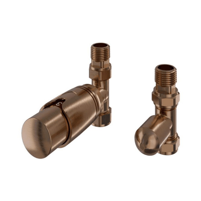 Eastbrook  15mm Straight TRV And Lockshield Valve Brushed Bronze 12.084