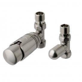 Eastbrook 15mm Straight TRV & Lockshield Valve Brushed Nickel   12.033