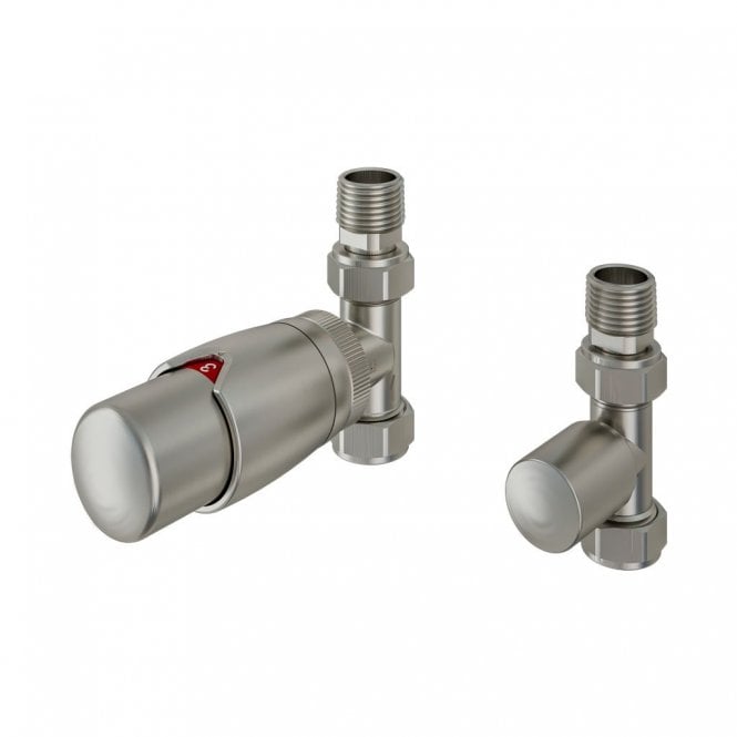 Eastbrook  15mm Straight TRV & Lockshield Valve Brushed Nickel   54.0065