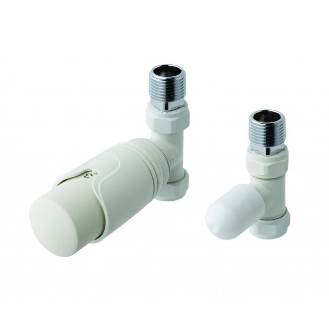Eastbrook  15mm Straight TRV & Lockshield Valve Matt White   41.3020