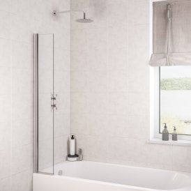 Eastbrook 6mm Hinged Bath Screen 300mm x 1400mm Chrome   49.1011
