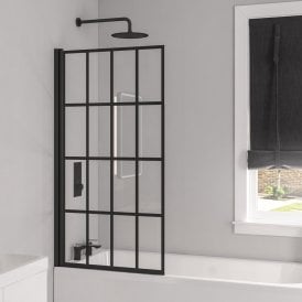 Eastbrook 6mm Matt Black Framed Hinge Bath Screen 800mm x 1400mm Matt Black   49.1101