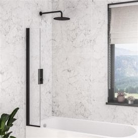Eastbrook 6mm Matt Black Hinged Bath Screen 300mm x 1400mm Matt Black   49.1013