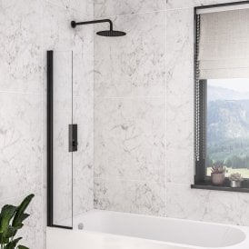 Eastbrook 6mm Matt Black Hinged Bath Screen 300mm x 1400mm Matt Black   49.1013