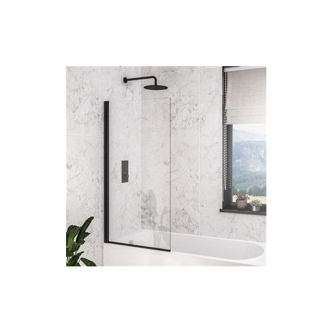 Eastbrook  6mm Matt Black Hinged Bath Screen 800mm x 1400mm Matt Black   49.1014