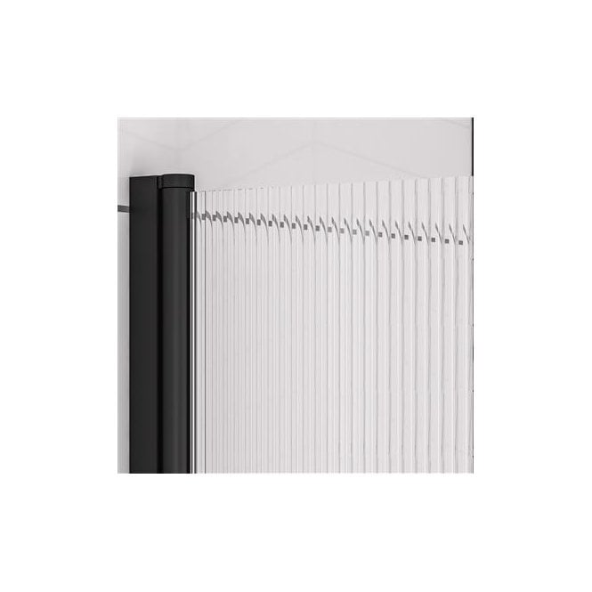 Eastbrook  6mm Straight Bath Screen In Fluted Glass Left Hand Black   49.5102