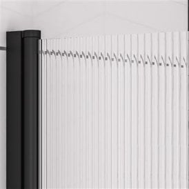 Eastbrook 6mm Straight Bath Screen In Fluted Glass Left Hand Black   49.5102