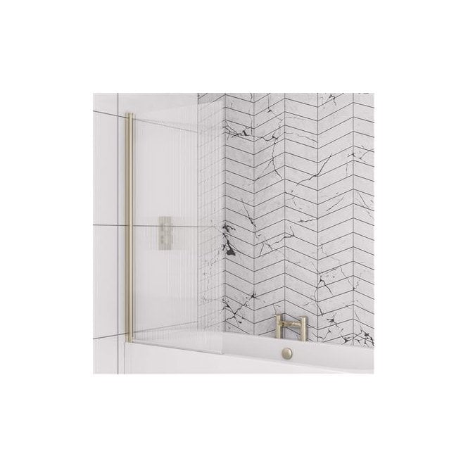 Eastbrook  6mm Straight Bath Screen In Fluted Glass Left Hand Brushed Brass   49.5103