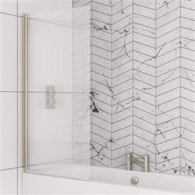 Eastbrook 6mm Straight Bath Screen In Fluted Glass Left Hand Brushed Brass   49.5103