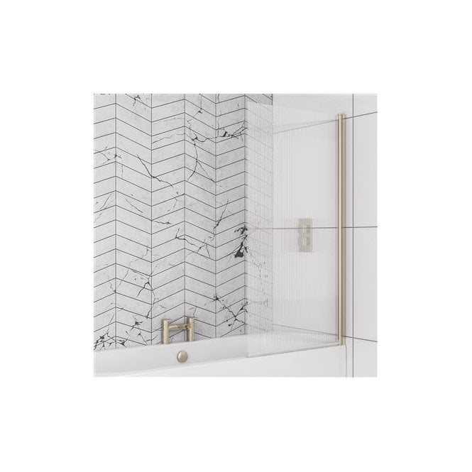Eastbrook  6mm Straight Bath Screen In Fluted Glass Right Hand Brushed Brass   49.5106