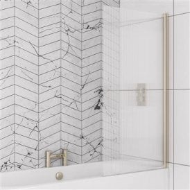 Eastbrook 6mm Straight Bath Screen In Fluted Glass Right Hand Brushed Brass   49.5106