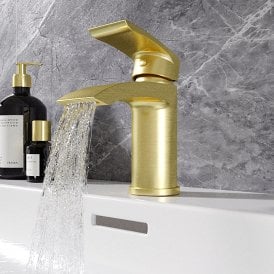 Eastbrook Alveston Basin Tap With Waste Brushed Brass   93.1052