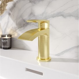 Eastbrook Alveston Mini Swivel Basin Tap With Waste Brushed Brass   93.1054