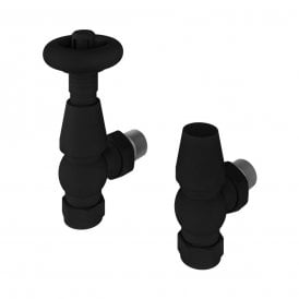 Eastbrook Angle Traditional TRV & Lockshield 15mm Matt Black   54.0034