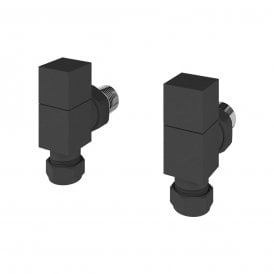 Eastbrook Angled Square Radiator Valves Pair Matt Anthracite   54.0059