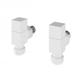 Eastbrook Angled Square Radiator Valves Pair Matt White   54.0058
