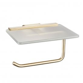 Eastbrook Asti Toilet Roll Holder With Glass Shelf Brushed Brass   52.444