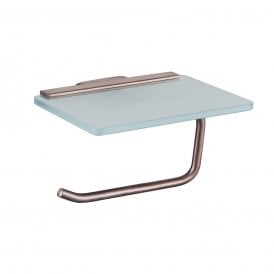 Eastbrook Asti Toilet Roll Holder With Glass Shelf Brushed Bronze 52.484