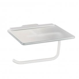 Eastbrook Asti Toilet Roll Holder With Glass Shelf Matt White   52.464