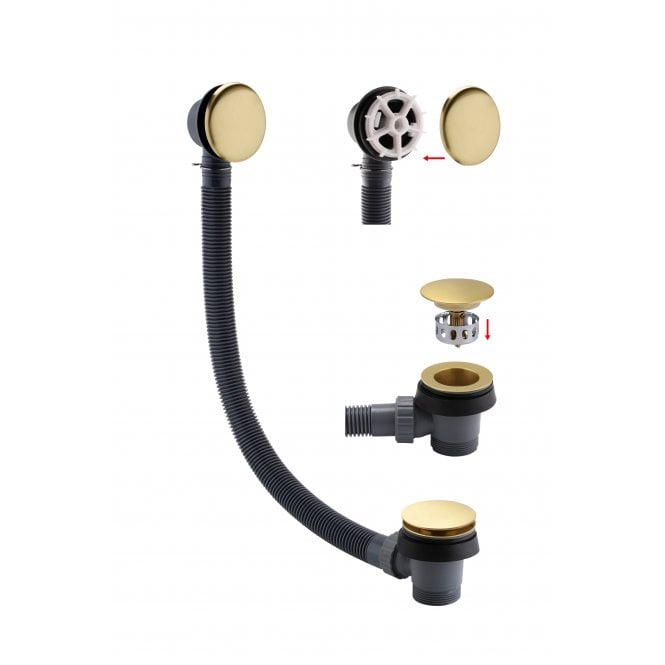 Eastbrook  Bath Push Button Waste & Overflow Brushed Brass   98.1013