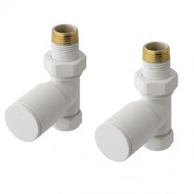 Eastbrook Bathroom Towel Radiator Straight Valves (Pair) Matt White   41.3013