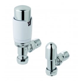 Eastbrook Biava 15mm Angled TRV & Lockshield Valve Chrome/White   12.047